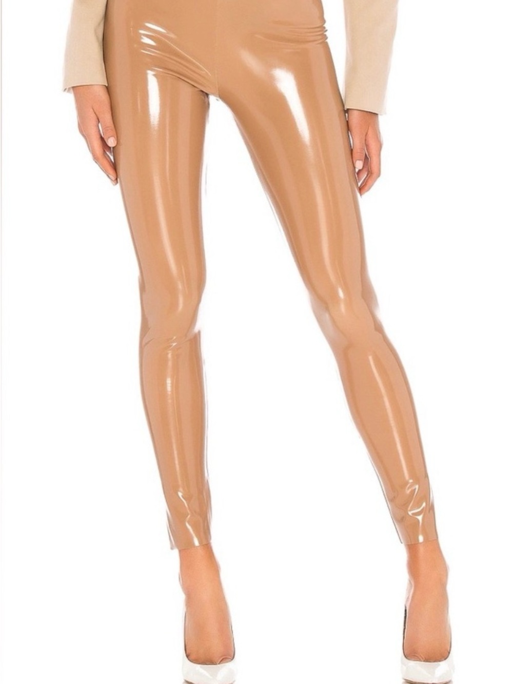 High-Shine Nude Vinyl Leggings